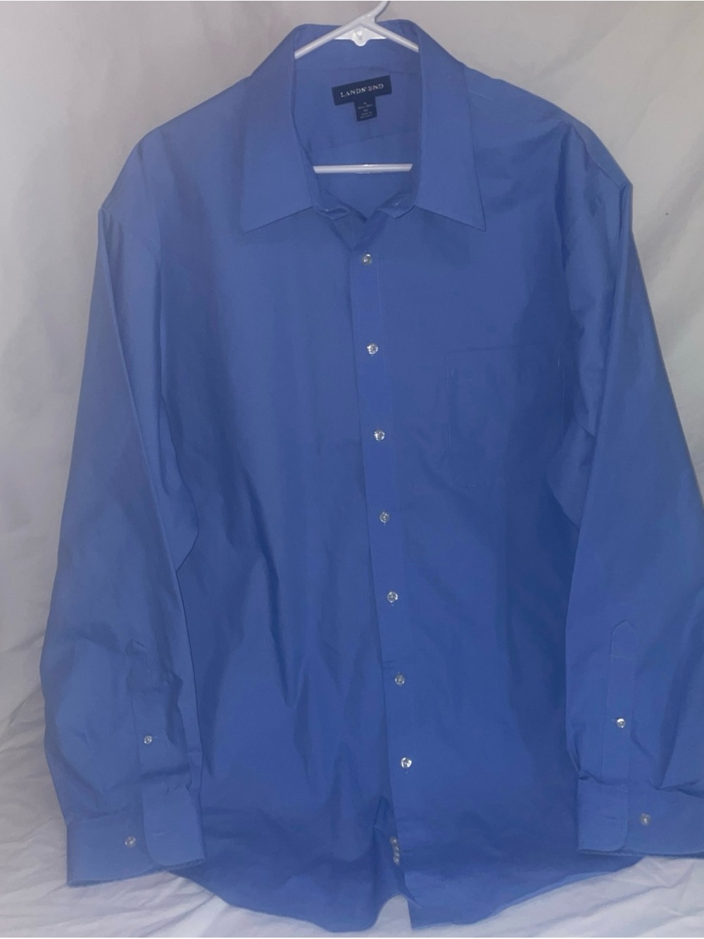 Lands' End Men's Blue Button-Down Dress Shirt